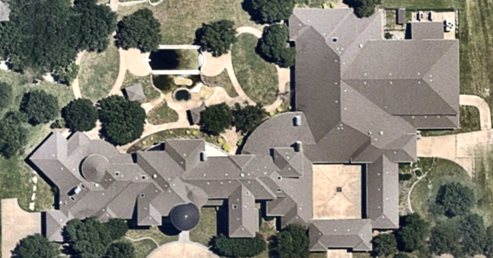 Overhead view of complex residential roof for the How Big Is This Roof Fall Challenge