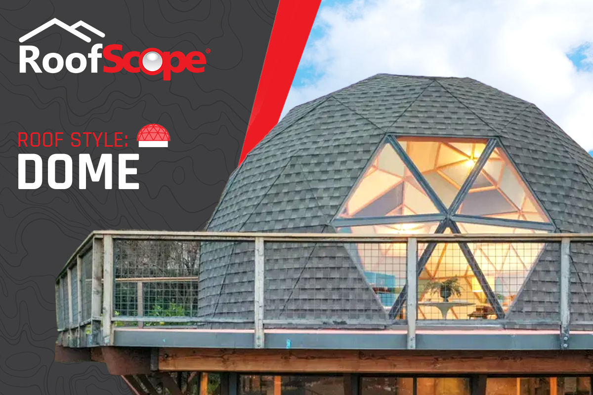 Dome roof with curved shell and aerodynamic form