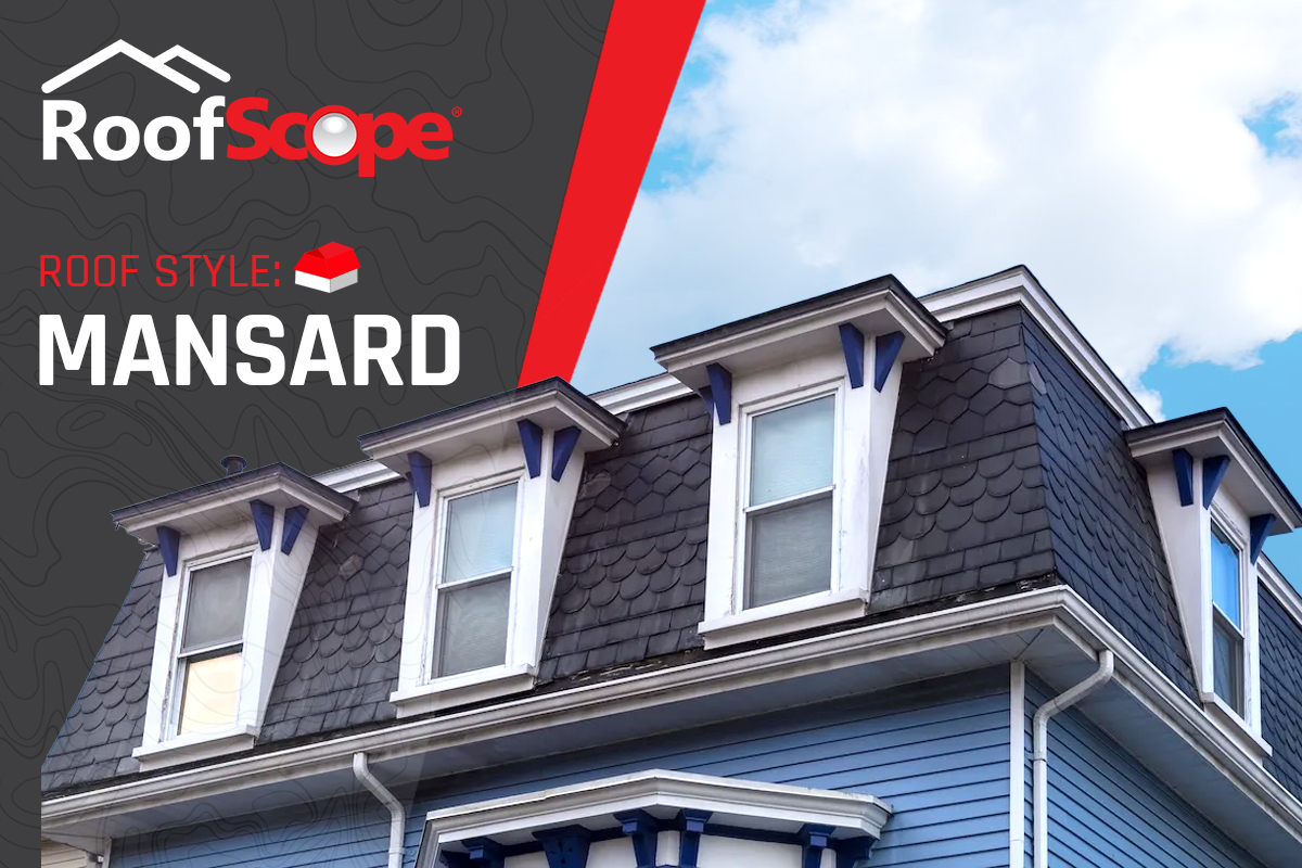 Mansard roof with steep lower slope and dormers