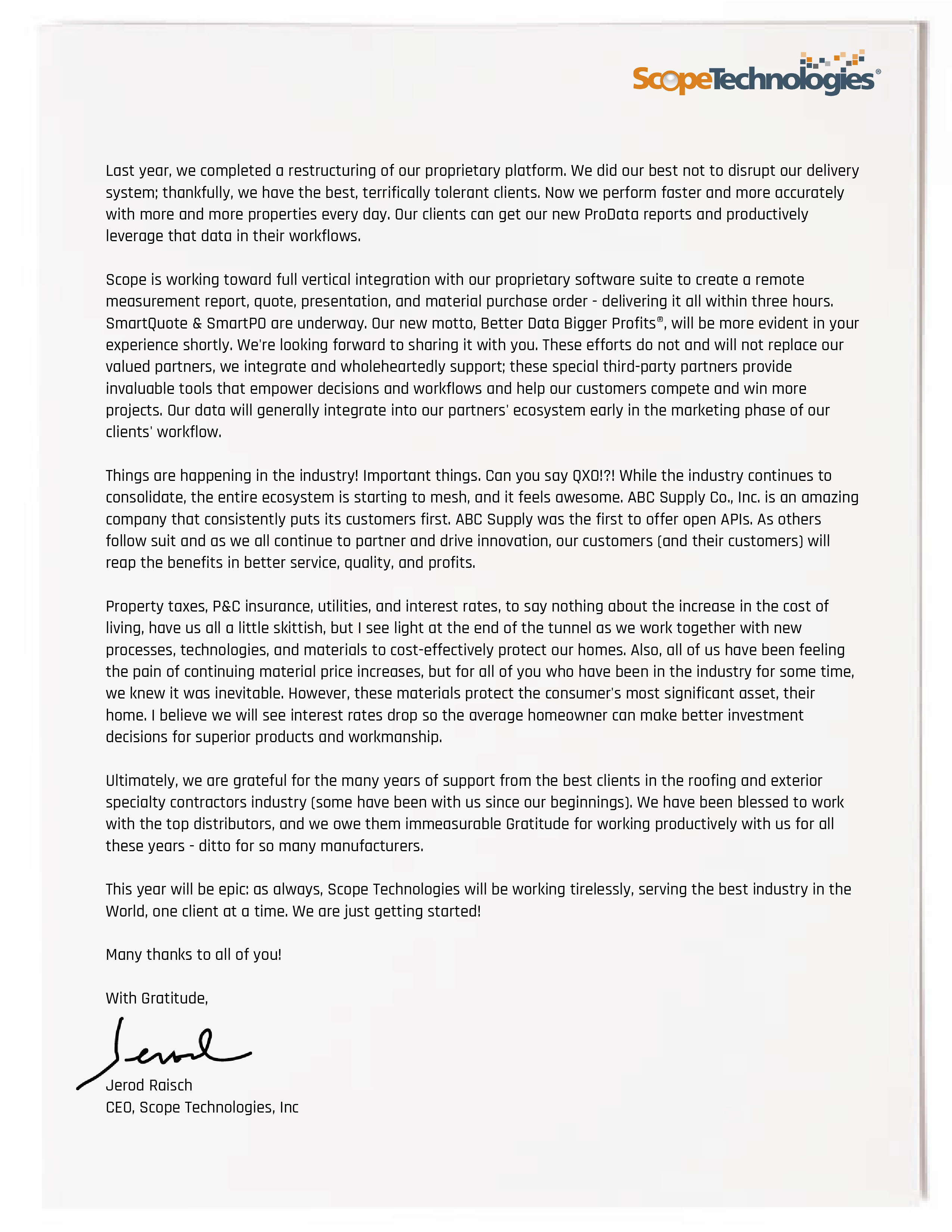 Letter from the CEO 2025 - Scope Technologies Page 2